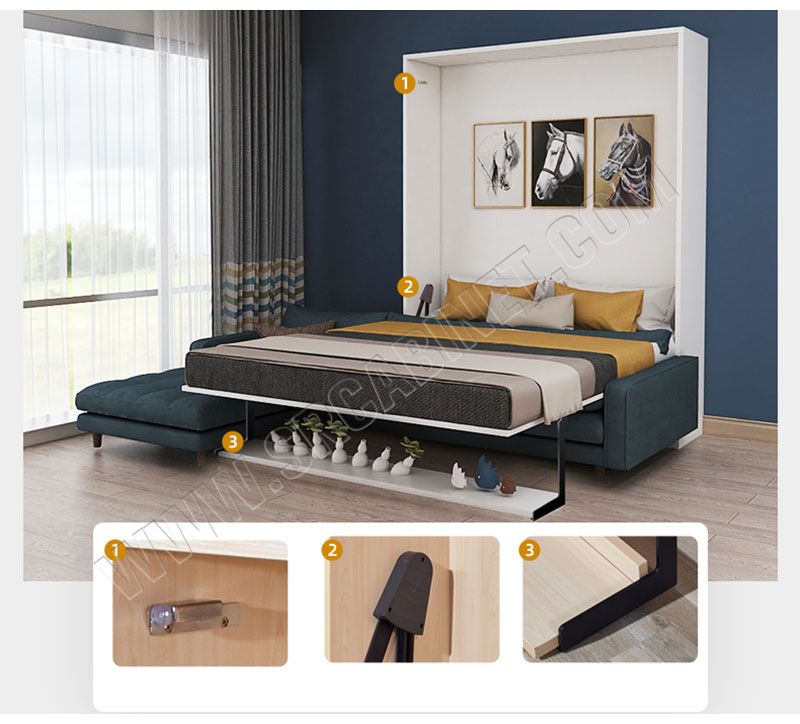 Sofa bed Smart furniture wood vertical murphy folding sofa wall bed set