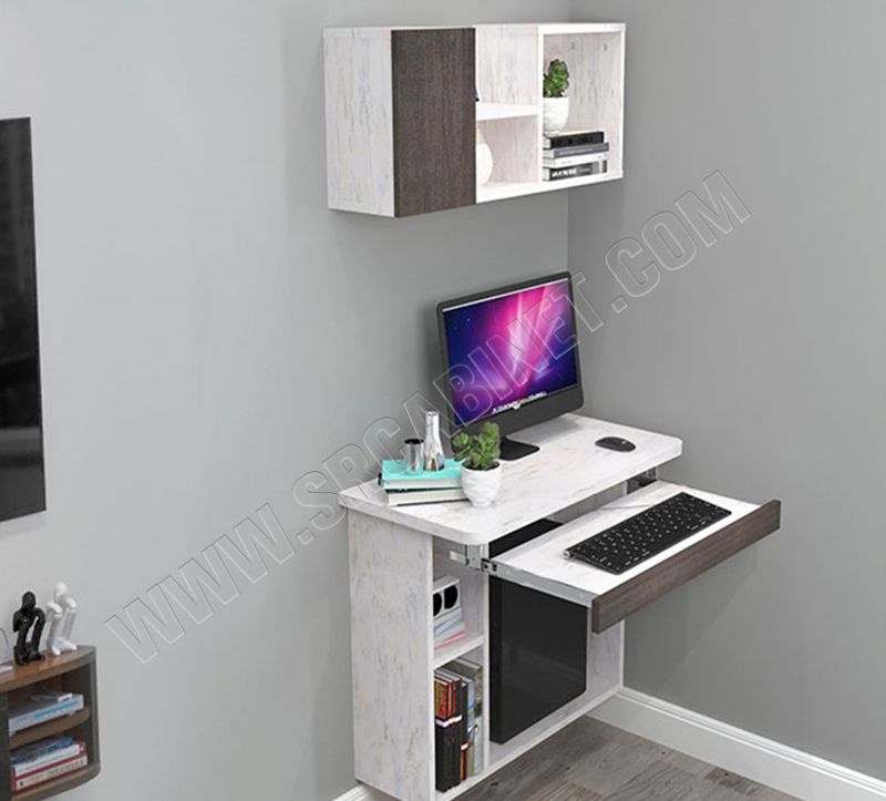 wall mounted computer table kids desk with bookshelf