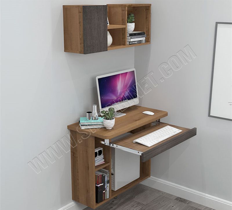 wall mounted computer table kids desk with bookshelf