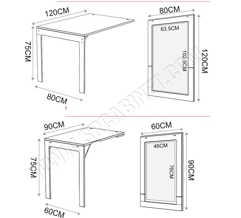 Folding Table Wall Hanging Kitchen Dining Table Wall Mounted Dining Table