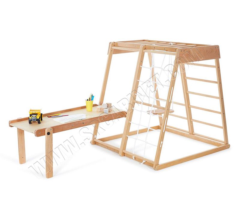 Wooden swing Kids indoor slide wood baby climbing frame swing combination