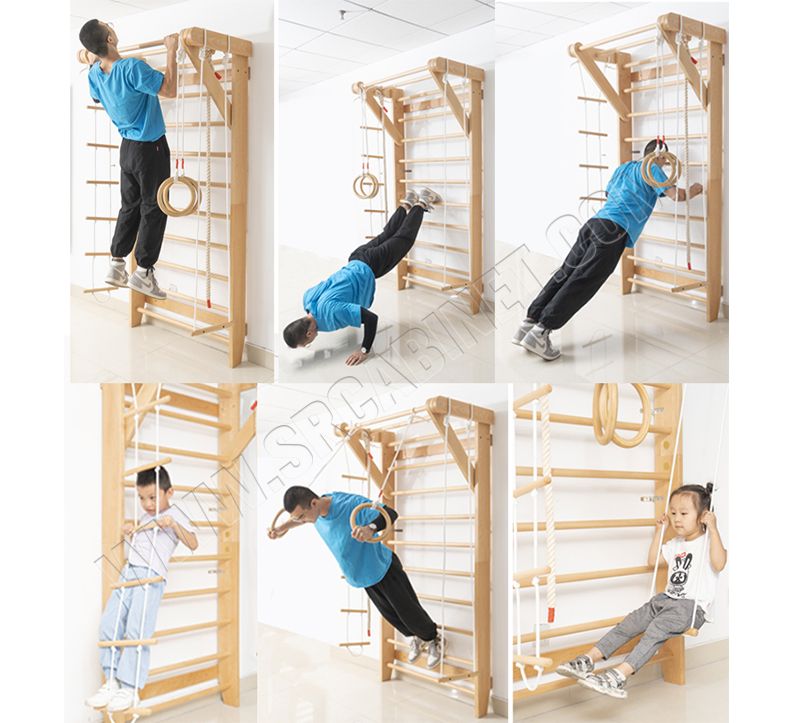 Wall Bars Wood Stall Bar Swedish Ladder Home Gym Gymnastic Climbing