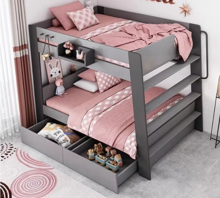 Multi-function Bed Upper and Lower Table Children's Bed Wooden Minimalist Design Bunk Bed For Small Bedroom