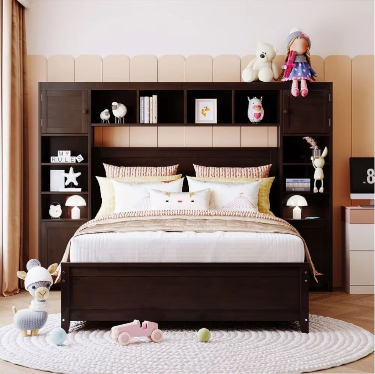 All-in-One Wooden Storage Platform Bed Frame with 4 Drawers