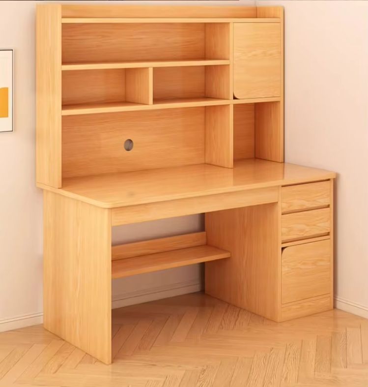 Modern Simple Metal Desk with Integrated Bookshelf Home Study Computer Desktop for Student Bedroom Office