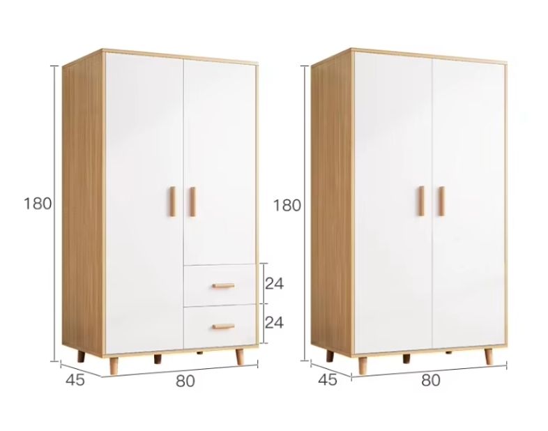 Modern Home Use Two-Door Large Wooden Cabinet Economical Simple Wardrobe Unit for Bedroom MDF Material