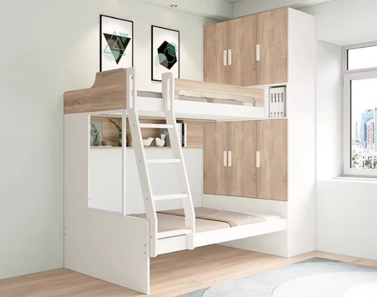 Multifunctional Adult High Low Bed with Integrated Bunk