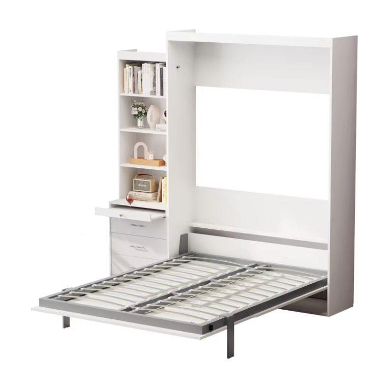 Multifunctional Modern Murphy Bed with Pull-Out Table Simple Design Home Furniture Wood Panel Use