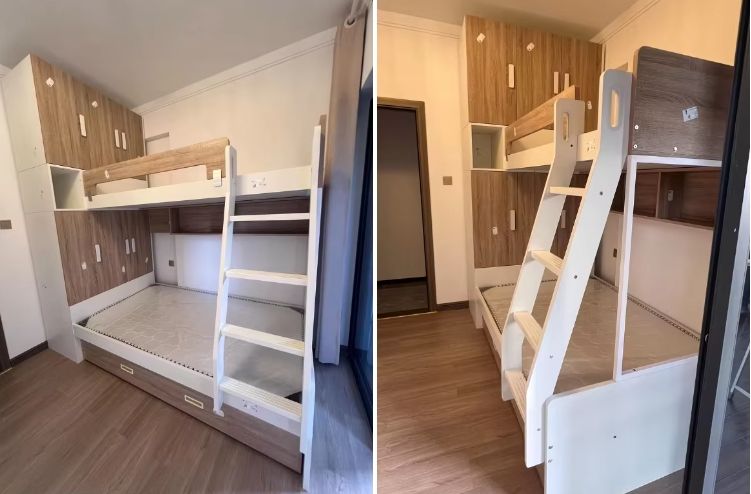 Multifunctional Adult High Low Bed Integrated Small Unit Children's Bunk Bed with Wardrobe for Bedroom