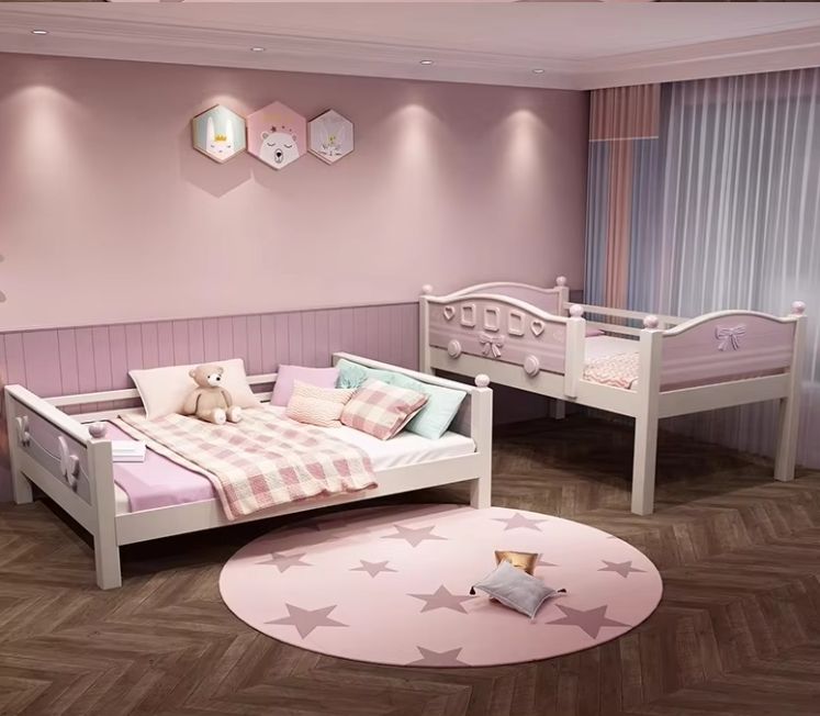 Bunk Bed Bed Modern Bedroom Furniture with Slide Funny Cheap Kids Blue M6 Pink OEM Wood Box Style Packing Color Design Material