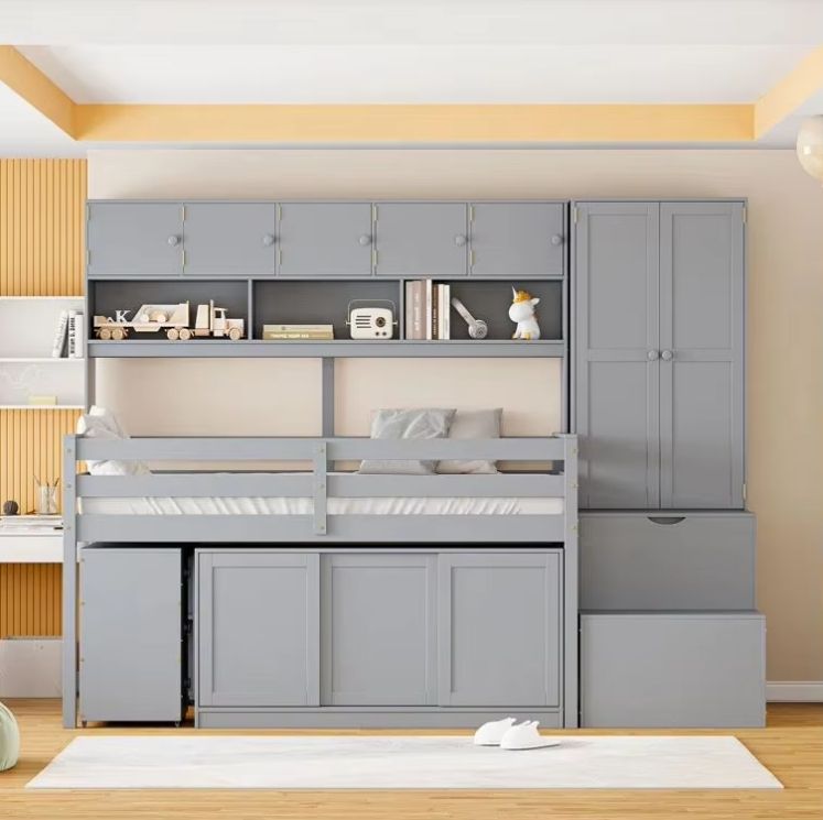 Children's Wooden Loft Bed with Drawers for Kids' Space Saving Furniture Solution