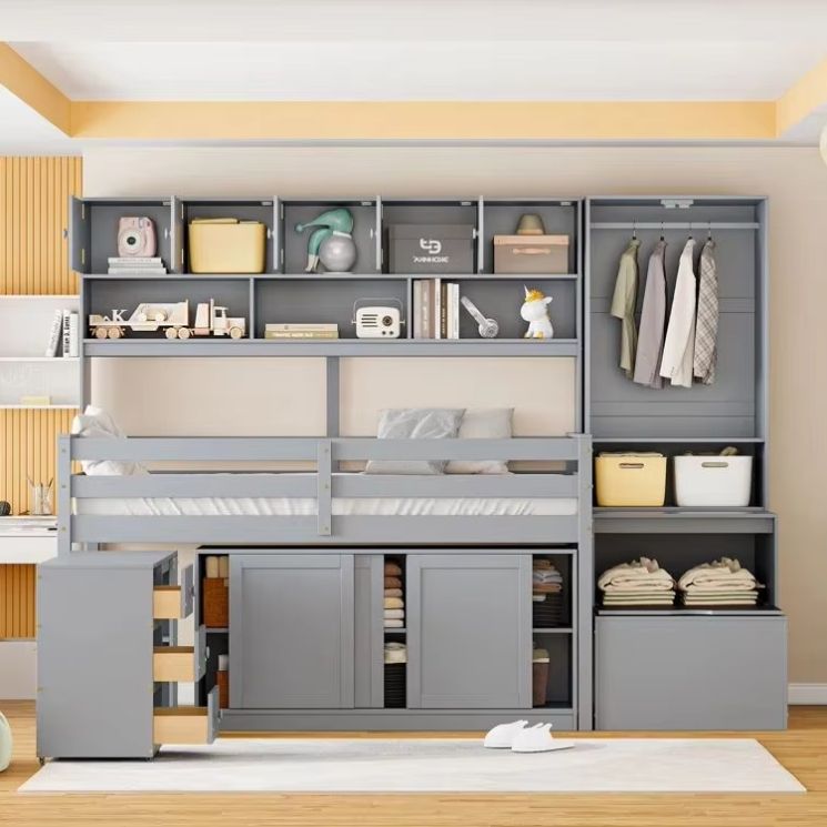 Children's Wooden Loft Bed with Drawers for Kids' Space Saving Furniture Solution