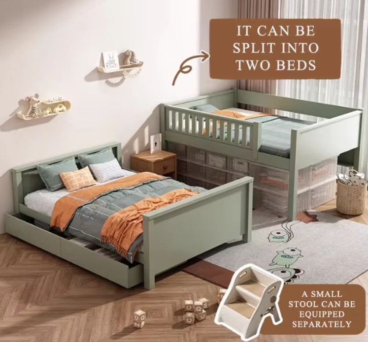 Customized Detachable High Low Beds Modern All Solid Wood Double Decker Bunk Beds for Children