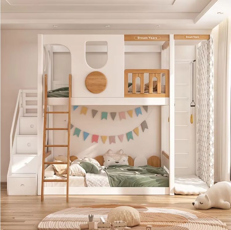 Factory Direct Wooden Furniture Double Bed Solid Wood Bunk Bed With Stairs/ladders Bunk Bed For Adult/Children
