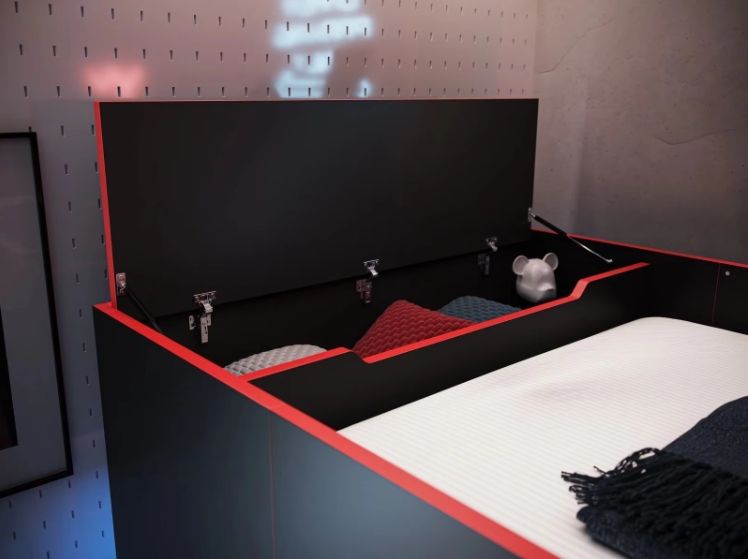 Modern Cool Kids Bedroom Bunk Bed Design Wooden High Sleeper Loft Bed with Gaming Table for Boys Hot Playroom Furniture Children