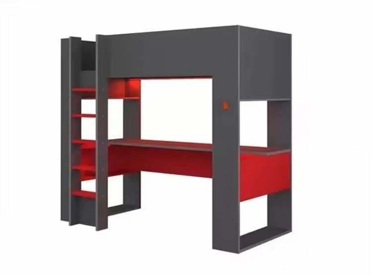 Cool Kids Bedroom Bunk Bed Design Wooden High Sleeper Loft Bed with Gaming Table for Boys Hot Playroom Furniture Children