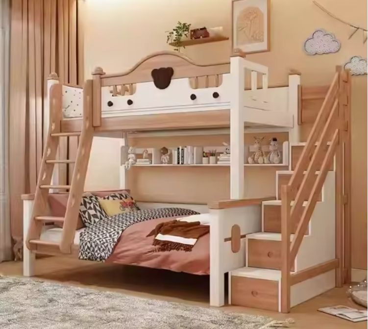 Factory direct sale bedroom furniture durable kids' wooden children beds kids wood bunk bed
