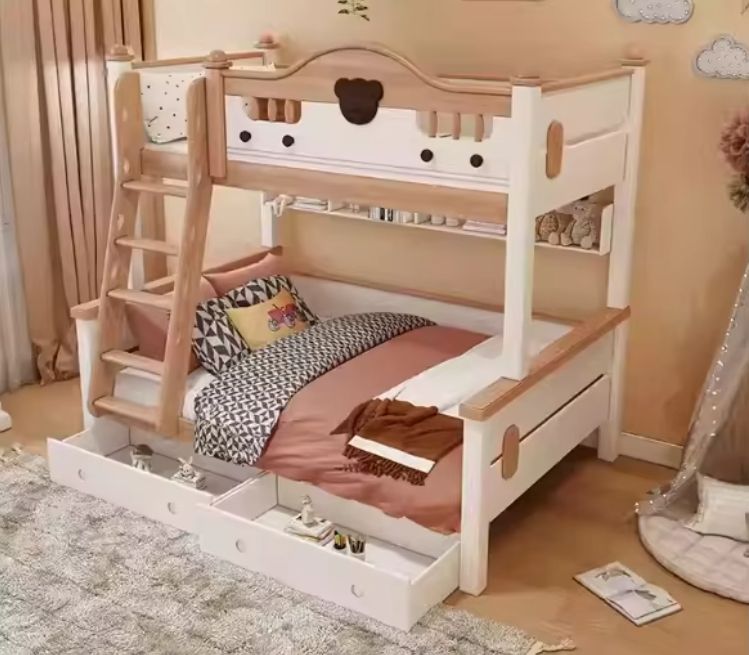 Factory direct sale bedroom furniture durable kids' wooden children beds kids wood bunk bed