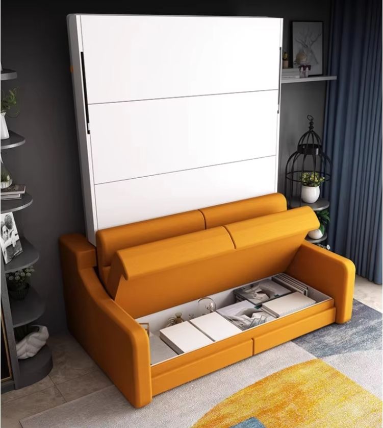 In stock in the United States Space Saving White Vertical Sofa Bed Folding Wall Bed Mechanism Murphy Bed with Sofa