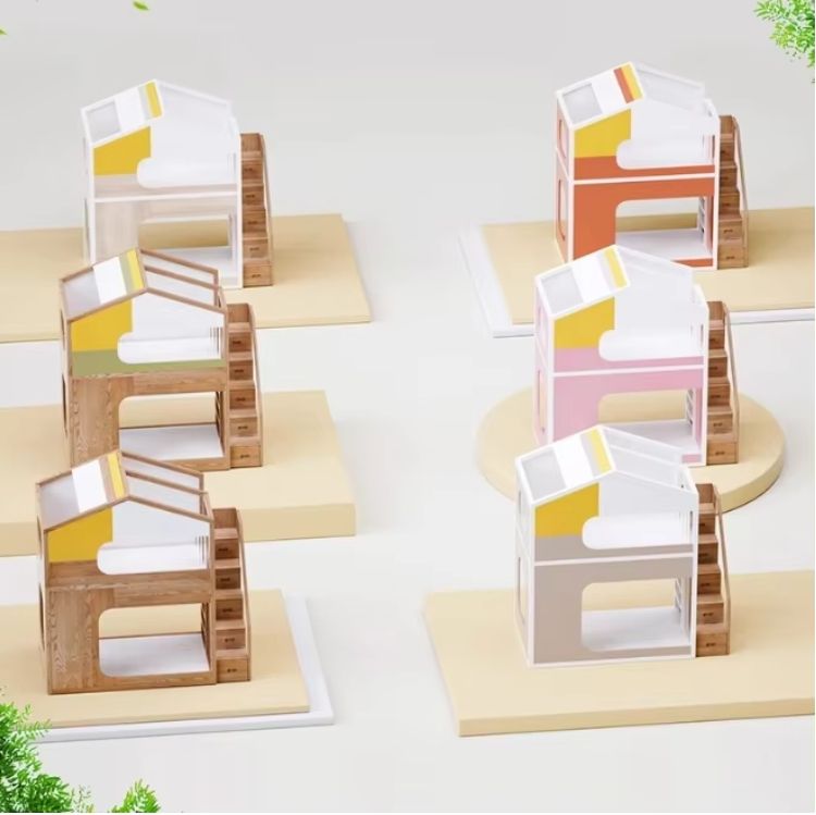 Solid Wood Tree House Kids' Bed Elevated Design Bunk Bed for Children's Room