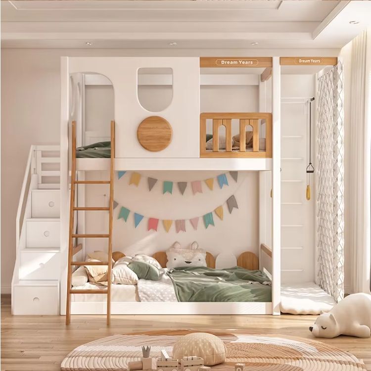 Factory Direct Wooden Furniture Double Bed Solid Wood Bunk Bed With Stairs/ladders Bunk Bed For Adult/Children
