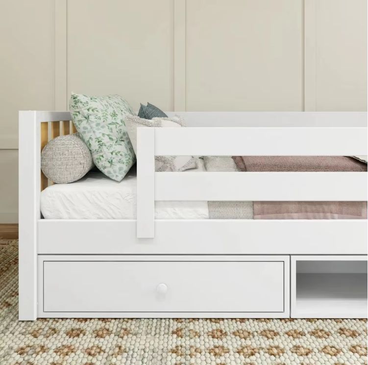 Montessori Full-Size Natural Wood Bed for Boys