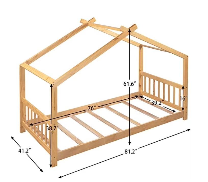 Factory price customized safe and reliable house type platform bed playhouse design baby bed for kids Montessori floor bed