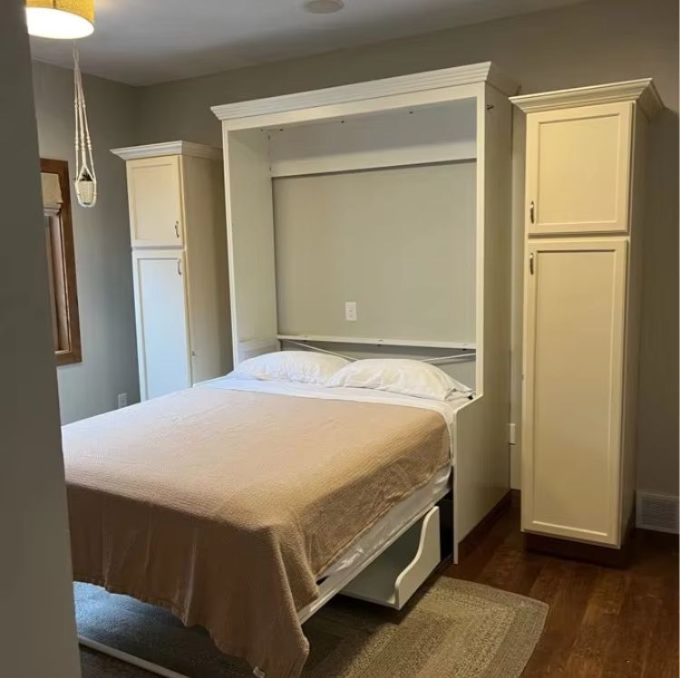 Modern Wall-Mounted Murphy Bed with Desk Convenient Home Furniture Solution Panel Wood Style