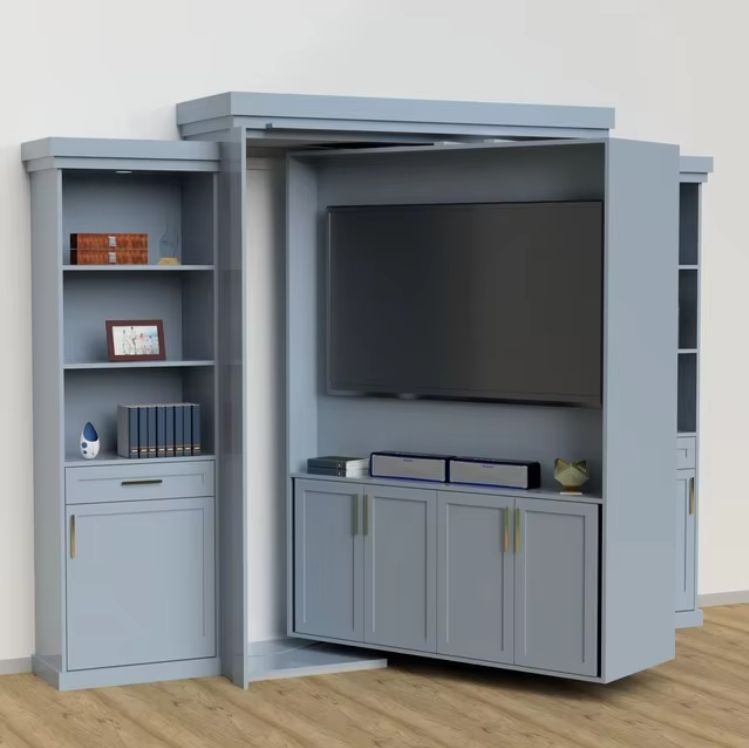 Modern Wood Panel Style Murphy Bed with Rotating Design for Living Room Use