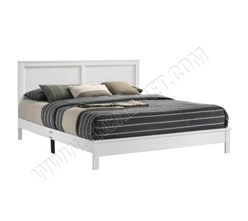 Solid Wood Bedroom Slat Bed Frame European Design All-Size for Living Room-Made of Rubber Wood and MDF