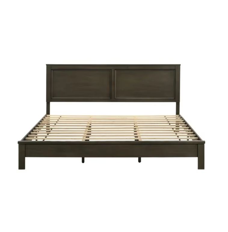 Solid Wood Bedroom Slat Bed Frame European Design All-Size for Living Room-Made of Rubber Wood and MDF
