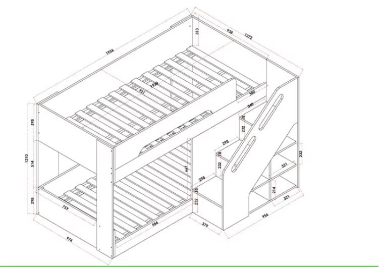 Modern Design Wood Style Bunk Bed with Staircase Panel Low Bunk Bed Made of Metal and Plywood/MDF for Home Furniture