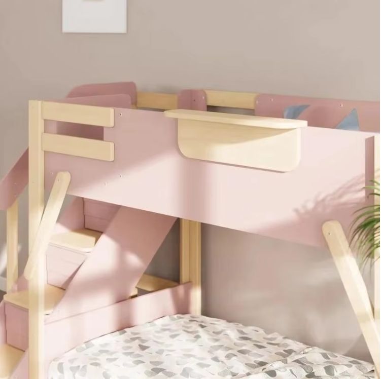 Solid Pine Wood King Single Bunk Bed with Staircase Kids Children's Home Furniture for Bedroom Use
