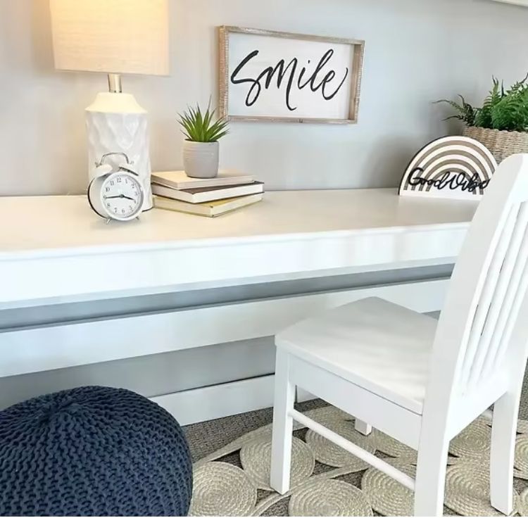 White Twin Loft Bed with Desk