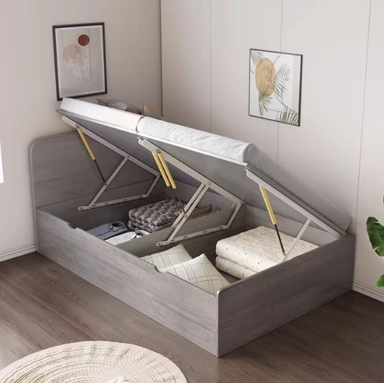 Adult Single Bed with High Box Storage 1 Meter 2 Small Tatami Beds Minimalist Panel Wood Style Student Dormitory Children's Room