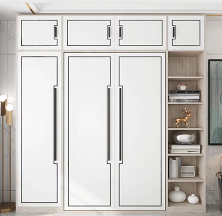 Contemporary simple invisible beds wardrobe white wood folding bed with cabinet for bedroom