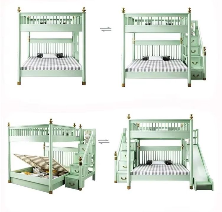 Factory Direct High Quality Eco-Friendly Safe Non-toxic Bunk Bed Kids New Bunk Bed With Large Storage