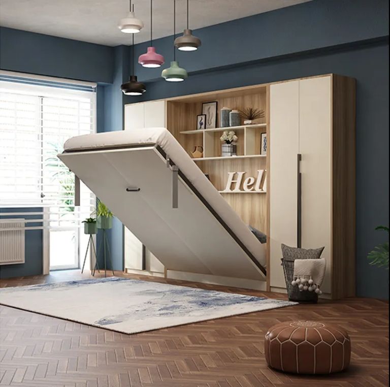 Easy assemble wall mounted bedroom furniture wooden space saving bed wall folding beda