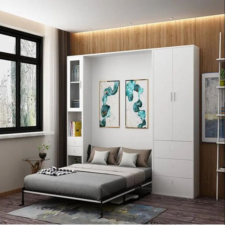 Easy assemble wall mounted bedroom furniture wooden space saving bed wall folding beda