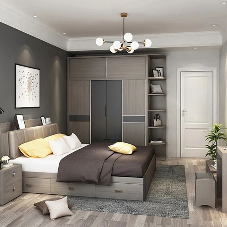 Sunrise american style bedroom set furniture solid wood king size bedroom sets furniture modern custom made bedroom set