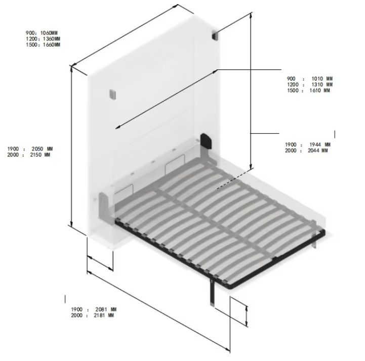 Factory directly portable murphy bed metal iron tube coating folding wall bed with powder