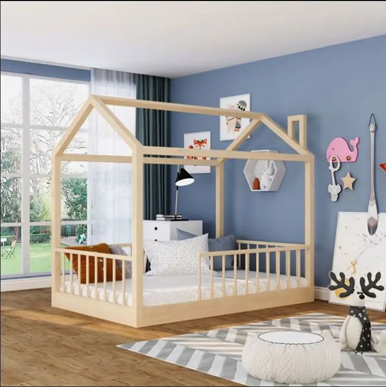 Girl Solid Pine Wood Kids Single Bed Children Bedroom Furniture Toddler House Bed Kids Bunk Beds