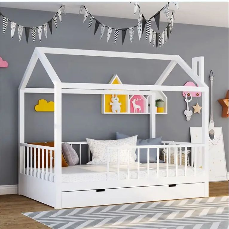 Girl Solid Pine Wood Kids Single Bed Children Bedroom Furniture Toddler House Bed Kids Bunk Beds