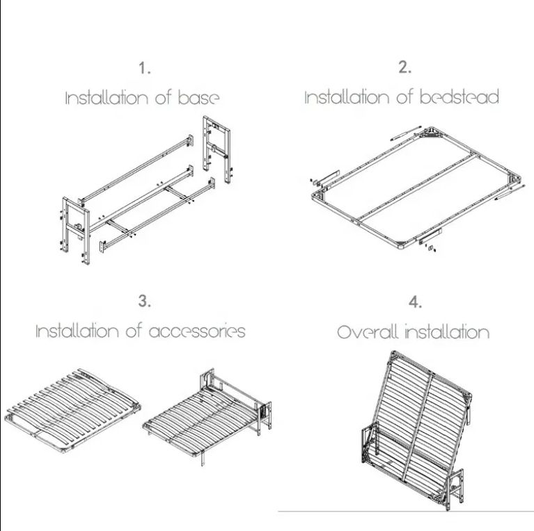 Modern Multifunction Smart Space Saving Wooden White Vertical Folding Hidden Wall Bed Murphy Bed