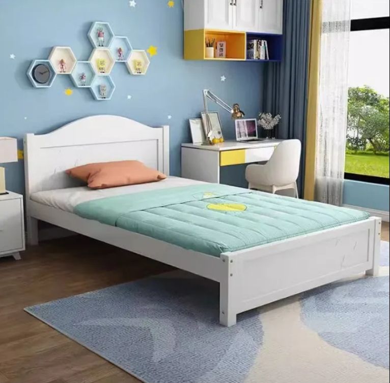 Internet Famous Cartoon Single Kids Bed Solid Wood Economy Wide Edge Foldable Drawer Boy Girl's Modern School Bedroom Princess