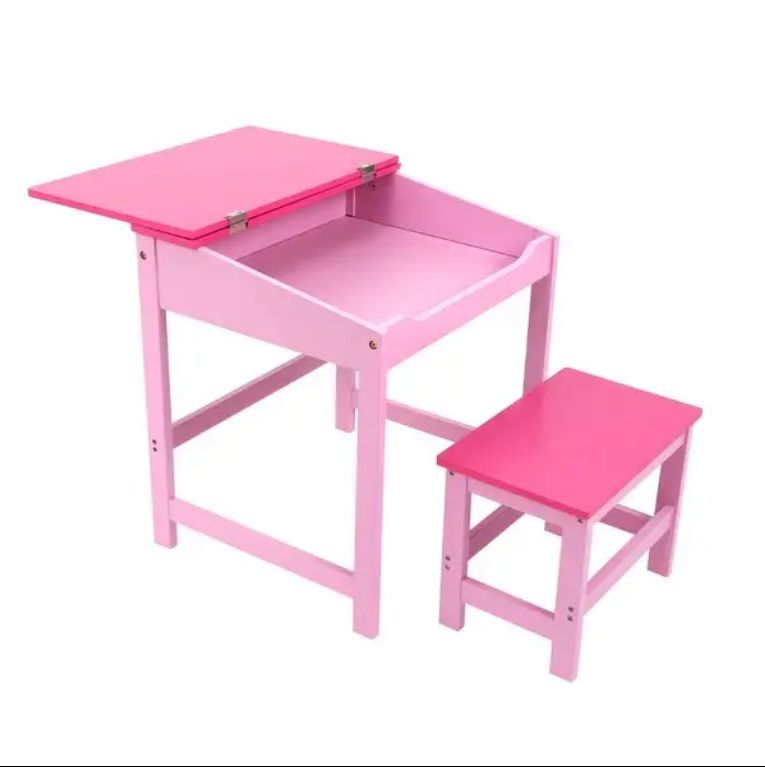 Children's Desk and Stool Set with Comfortable Chair Seat Furniture for Kids' Tables