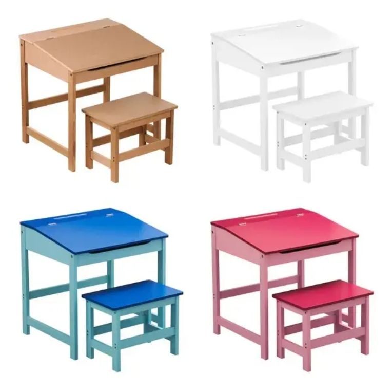 Children's Desk and Stool Set with Comfortable Chair Seat Furniture for Kids' Tables