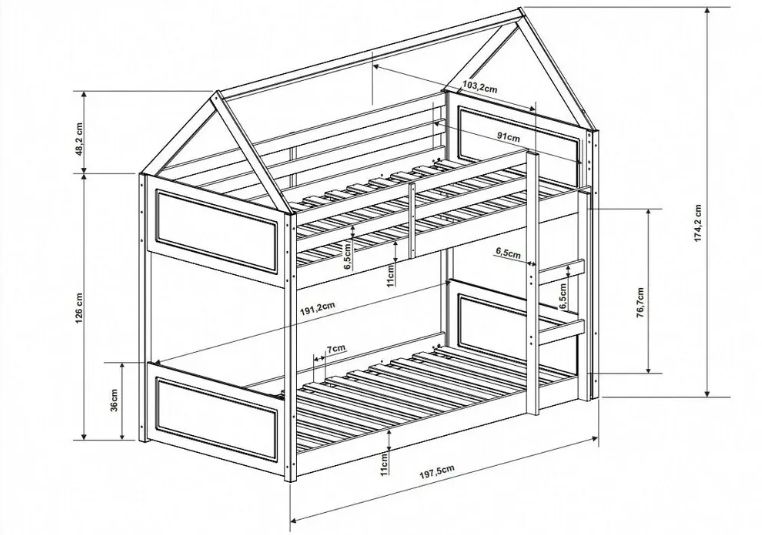 Luxury Single Kids Bunk Bed Frame in Modern Pink for Bedroom Children's Pine Wood Bed