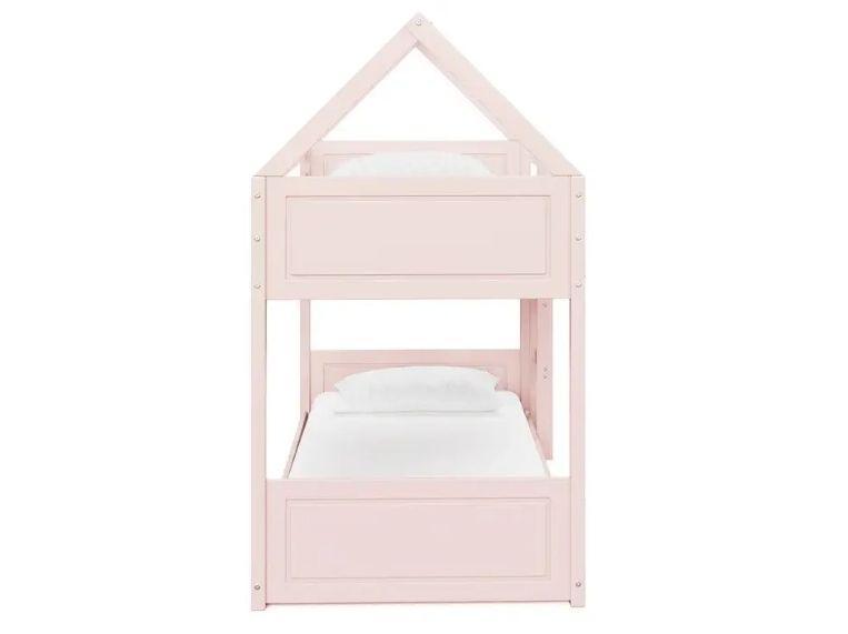 Luxury Single Kids Bunk Bed Frame in Modern Pink for Bedroom Children's Pine Wood Bed