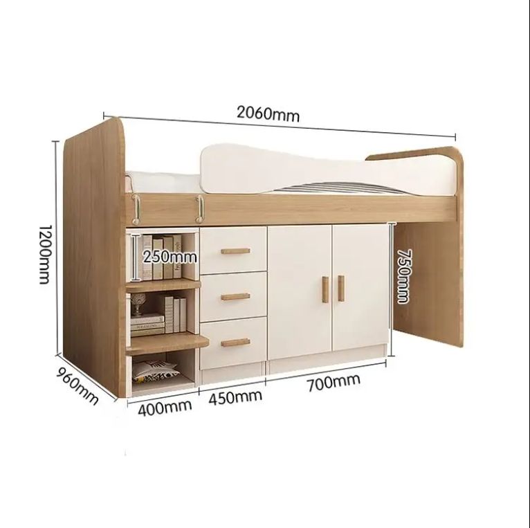 Popular Selling Nordic High-Sleeper bunk bed with Ladder Corner desk and Drawer Storage Children bedroom furniture